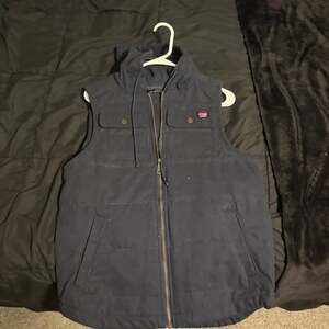 Wrangler Workwear Men's Quilted Lined Hooded Vest Duck Work Black 3XL